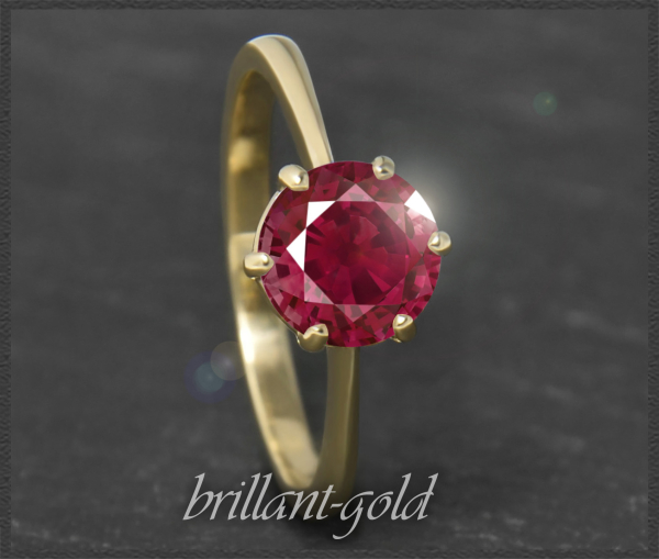 Gold Ring aus 585 Gelbgold; 2,0ct Rubin
